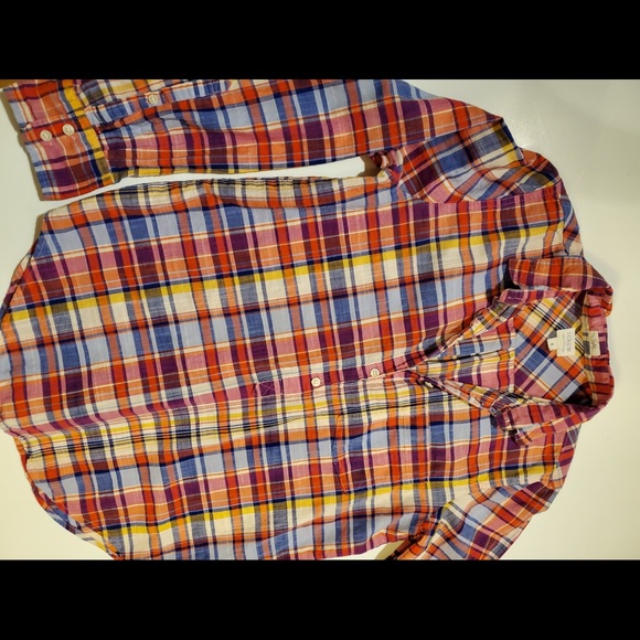 J. Crew  bright rainbow multi color plaid button down size mens S - Picture 4 of 12